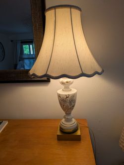 Pair of white glass lamps