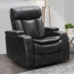 Zayne Leather Power Theater Recliner with Power Headrest