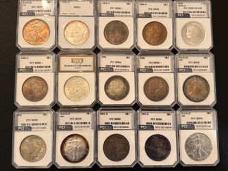 Beautiful collection of Toned PCI graded Morgan’s, Peace Dollars and ASE’s.