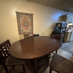 Solid Wood Dining Table + 4 Chairs