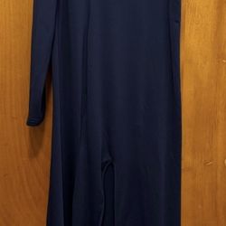 Elegant Formal Dress One Sleeve - Navy