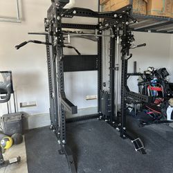 PRO SERIES Ultimate 3-1 Half Rack Functional Trainer w/Smith Machine Bar | 400lb Stack | Gym Equipment | Fitness | Commercial | Squat Rack