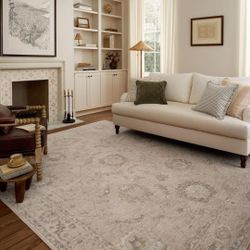 Loloi Chris Loves Julia Louisa Collection LOI-02 Oatmeal/Slate 9'-6" x 13'-1", .38" Pile Height, Area Rug