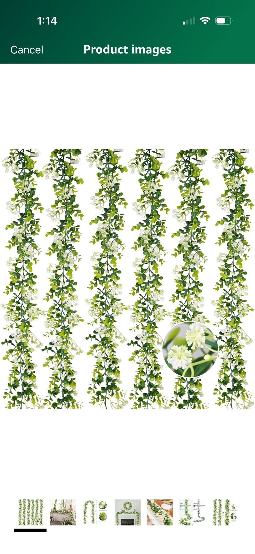 6FT Eucalyptus Garland with Flowers, 6 Pack Artificial Greenery Garland Hanging Faux Eucalyptus Garland Suitable for Table Wedding Backdrop Arch Wall 