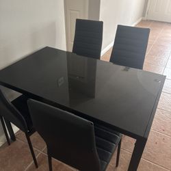 Dinner Table Glass With Four Chairs 