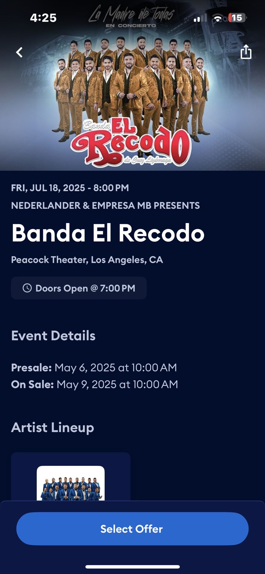 Banda El Recodo tickets