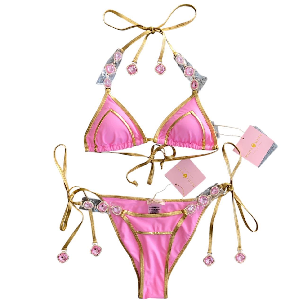 Pink And Gold Bikini Set