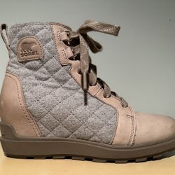 Sorel Evie II NW Lace Boots Waterproof Taupe Gray Womens Size 7