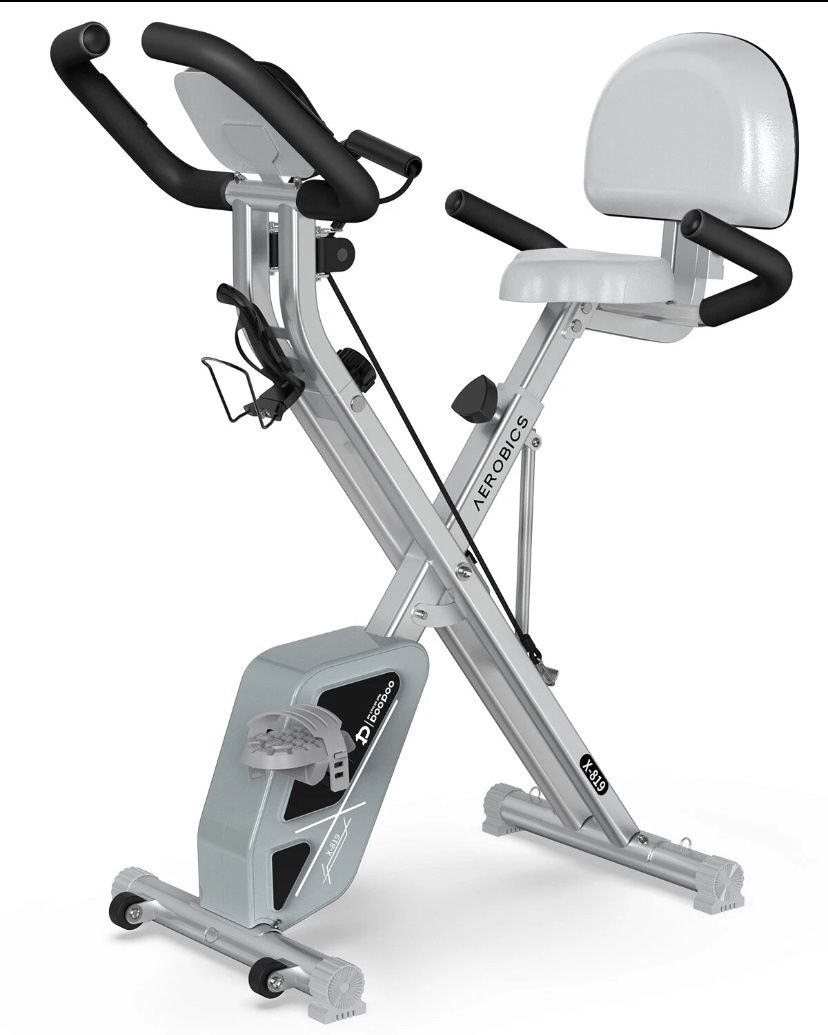 Pooboo Indoor Foldable Compact Exercise Bike X819, Stationary Cycling Bicycle, Cardio Fitness Workout