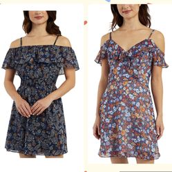 BCX Cold Shoulder Floral Dresses- Set Of Two For $12
