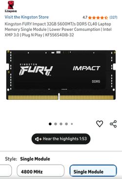 [LAPTOP RAM] 32gb DDR5 5600Mt/s DDR5 CL40 LAPTOP memory.  Single Module