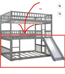 Gray Bottom Bunk Frame + Slide - Full Size