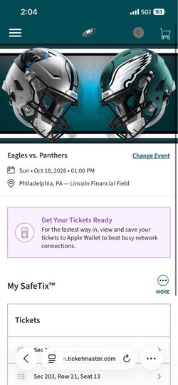 Pair of Tickets to Carolina Panthers vs. Philadelphia Eagles