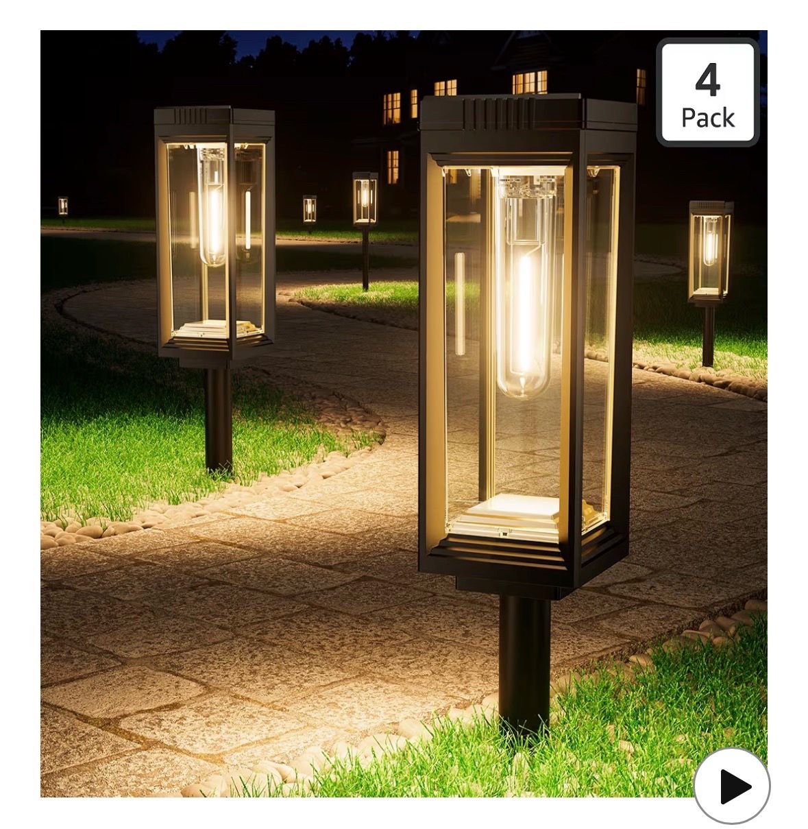VICOUP Bright Tall Solar Pathway Lights Outdoor Waterproof, 4 Pack Solar Powered Garden Lights, Auto On/Off, Up to 15Hrs Outdoor Light for Path Yard W