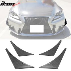 Universal Carbon Fiber Print Front Bumper Fin Canards Splitter Spats PU 4PCS Set