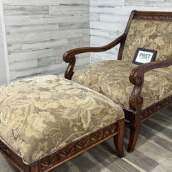 GuildCraft Vintage Bergere Chair and Ottoman