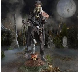 Halloween Animatronic Grave & Bones 6.5 ft Animated LED Grave Robber NEW IN BOX!