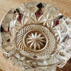 Thick Vintage Crystal Five Inch Ashtray