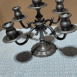 Vintage fine pewter candlestick with 4 arms