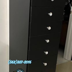 New Standard Eight Drawer Black Dresser Cajonera With Diamond Handles