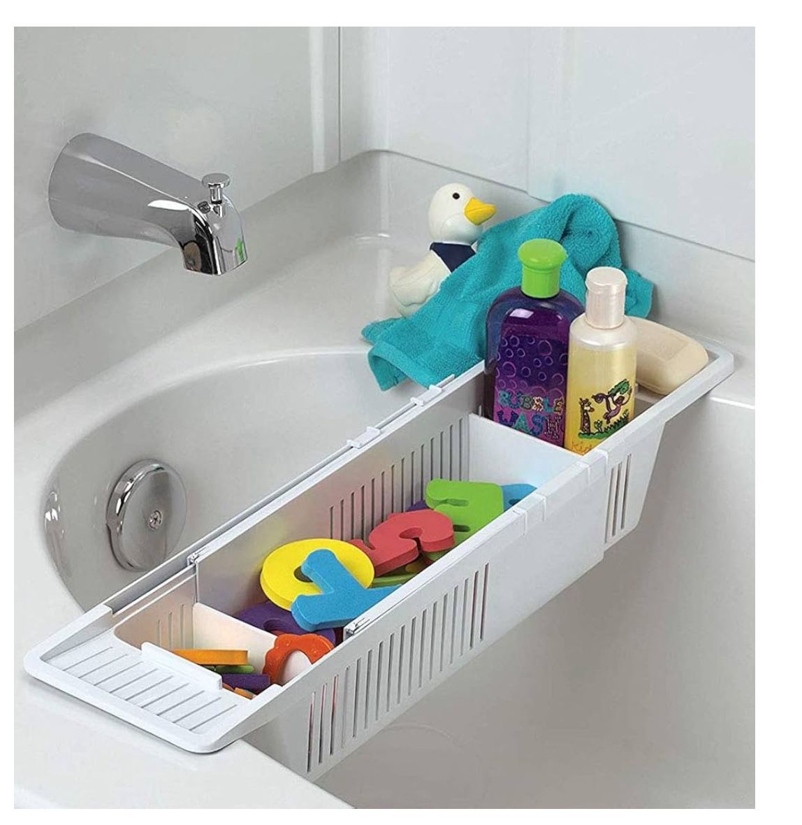 Expandable Bath Shelf Over Bath Tub Racks Bath tub Storage Tray 
