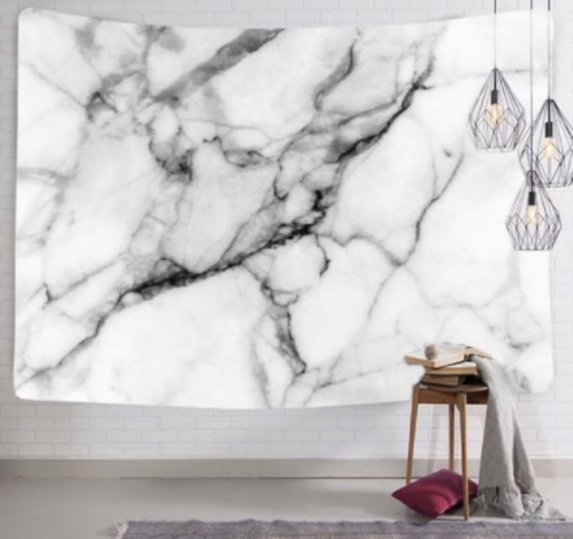 Marble Tapestry Wall Hanging Black and White Tapestry