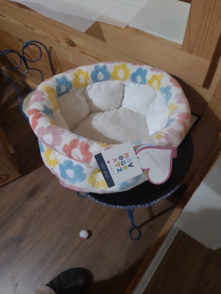Reversible Cat Or Small Dog Bed With Toy