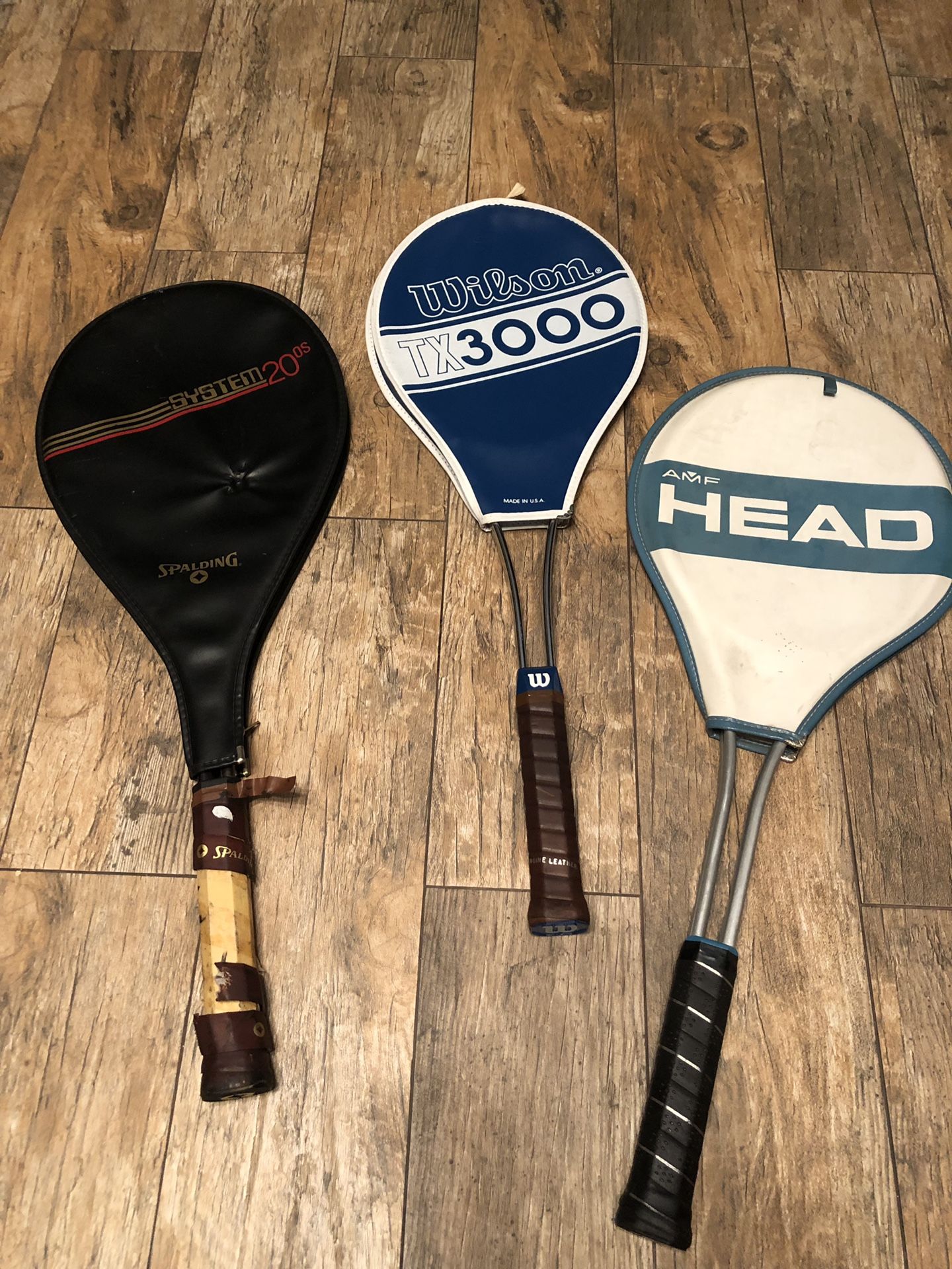 Lot of 3 tennis racket Spalding Wilson head vintage