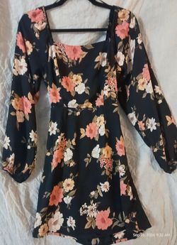 ALL IN FAVOR Black Floral Long Sleeve Mini Dress