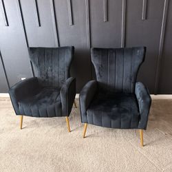 Two Black Accent Chairs 