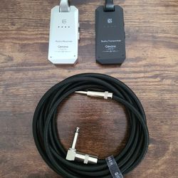 Wireless Guitar Transmitter Receiver Set 5.8GH Wireless Guitar System 4 Channels for Electric Guitar Bass (Silver/Black) + 10 ft guitar cable 