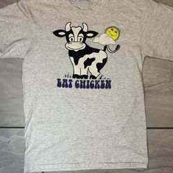 Vintage 1993 Single Stitch T-shirt Eat Chicken Heather Grey Cow S/M