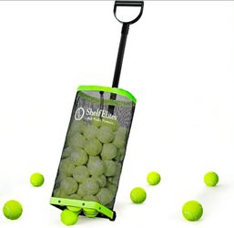 Portable Tennis Ball Hopper & Pickleball Basket, Foldable Tennis Ball Cart with Storage Bag,