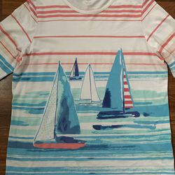 Appleseed’s Misses Large. White 100% cotton long sleeve shirt beautiful sailboat