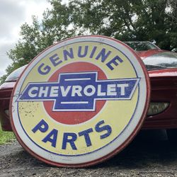 Genuine chevrolet parts sign 3ft in diameter   Would look Awsome in a garage,shed, or barn   Driveway pick up in Kernersville off of union cross road 
