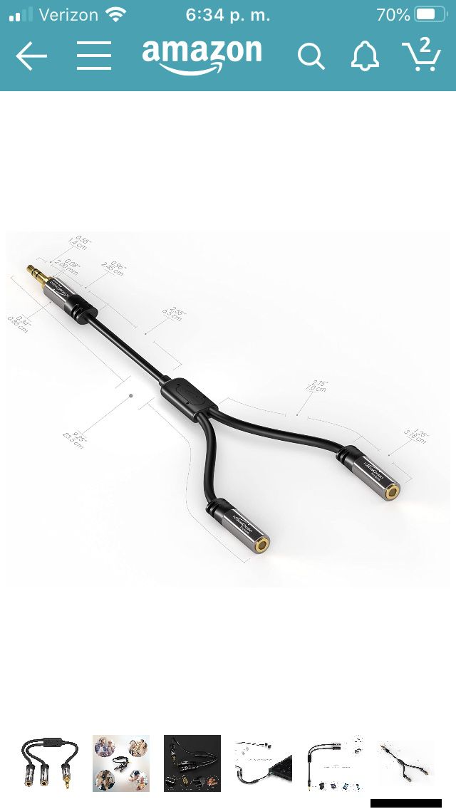 KabelDirekt Pro Series Y - 3.5mm Male to 0.079 x 3.5mm Female Stereo Splitter - Y Produces the Same Audio Output for Headphones, Headphones, and Spea