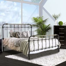 Brand New Antique Black Metal E.king Size Bed Frame
