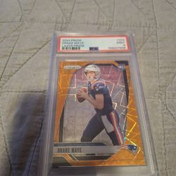 Drake Maye Orange Lazer Prizem Rookie Card