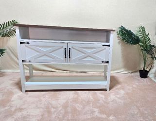 Brand New HOOBRO Farmhouse Console Table White/Walnut 47" ,Powder Springs,GA30127 $99`