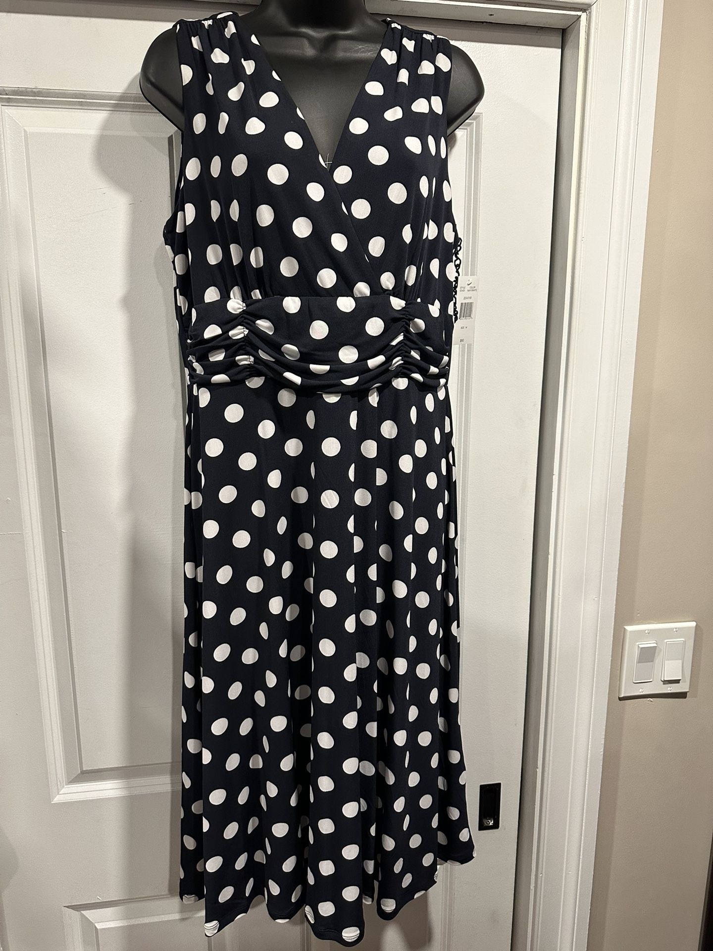 Classic Navy and White Polka Dot Wrap Dress