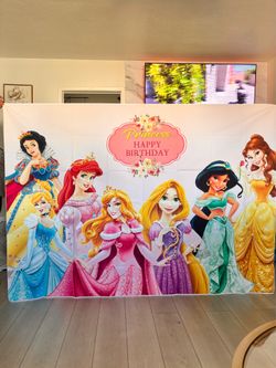 Disney Princess Happy Birthday Backdrop