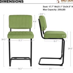 Stools Set of 2,Counter Height Bar Stools Bar Chairs,24 inch Tall Bar Stool with Back,Barstools Bar Height Set of 2,Kitchen Counter Stools Modern Velv