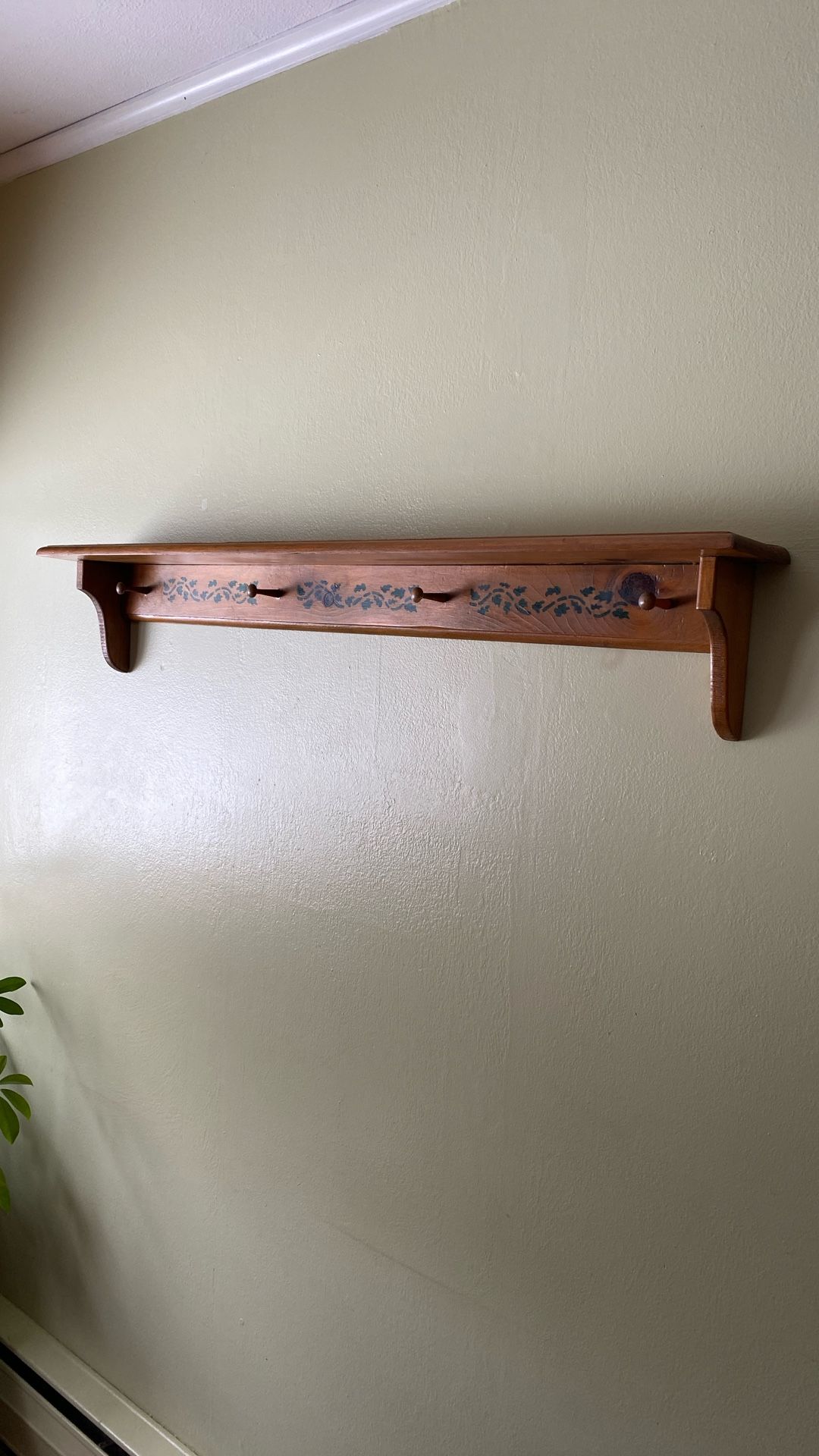 Stenciled Wood Wall Shelf