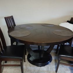 Wood Table + entertainment Center