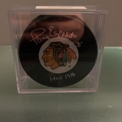 Chicago Blackhawks Tony Esposito Signed HOF 1988 Hockey Puck 