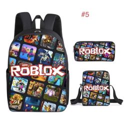 3 set cartoon Roblox Game Dreamy Children KidsCollege Backpack 3 Pieces Set 2024
