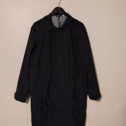 Lacoste Mens Long Trench Coat Black  Lightweight Waterproof Size Medium. 