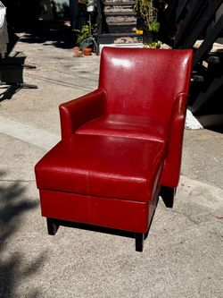 Vintage Red Lounge Chair & Matching Ottoman