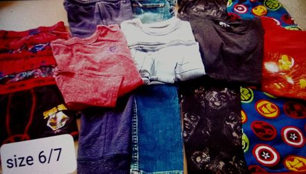 Boys 13pc Size 6/7 L0T (Jeans, Pants, Shirts, PJs, Briefs