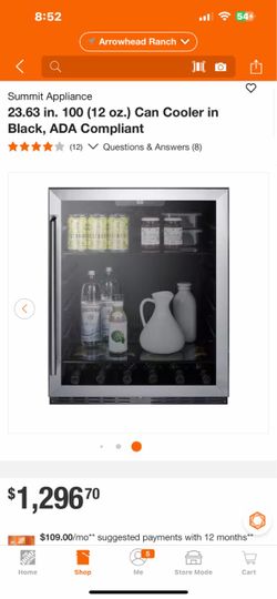 Summit Appliance 23.63 in. 100 (12 oz.) Can Cooler in Black, ADA Compliant